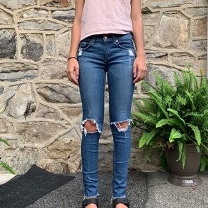 Rag and Bone ripped skinny jeans, low rise
